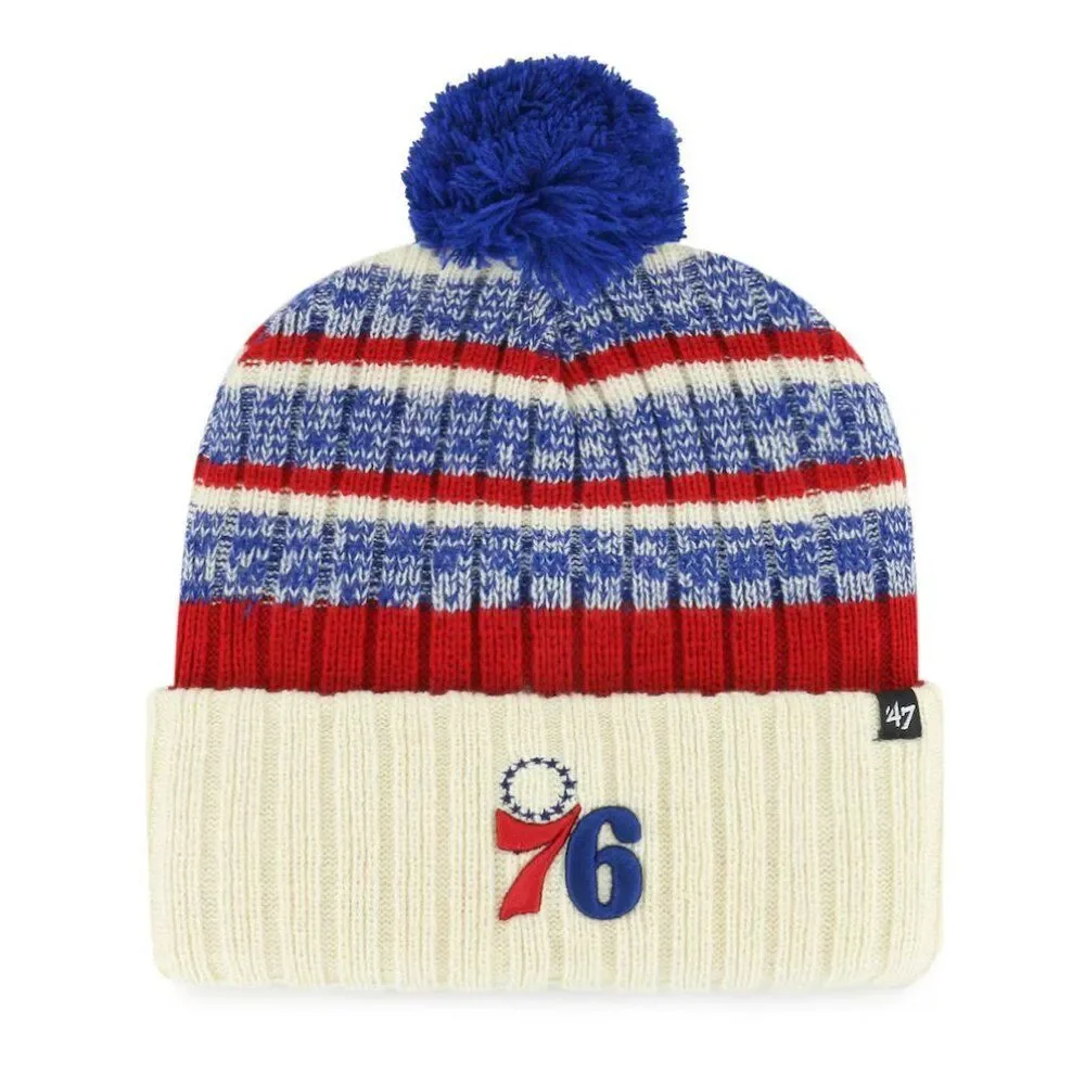 Philadelphia 76ers America 250 '47 Cream Tavern Cuffed Knit Winter Hat Pom OSFA